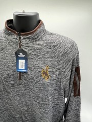Wyoming Cowboys Mens Large Colosseum Quarter Zip Gray Heather Pullover