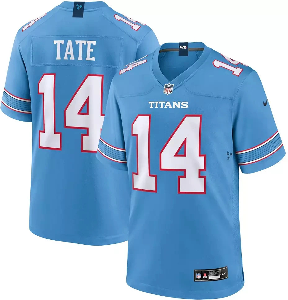 Carnell #14 Tate Titans MEN Light Blue Stitched Jersey