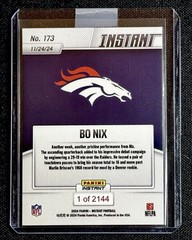 Exclusive BO NIX 2024 Panini SP-RC #173 NFL Denver Broncos Rookie/2144