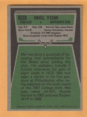 Mel Tom Chicago Bears 1975 Topps #184 San Jose State Spartans Honolulu HI