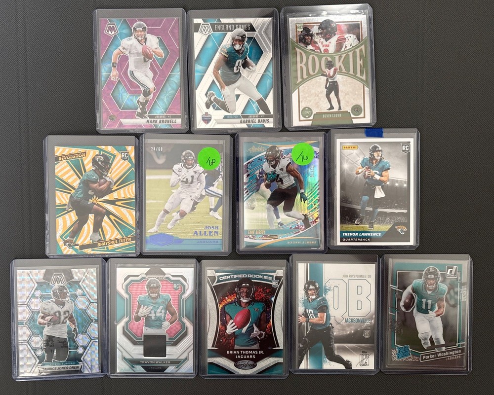 Jacksonville Jaguars (12 card) Lot – Rookie, Numbered /16, /60, Patch Lot (AC23)