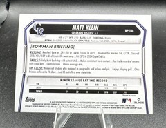 2026 Bowman Matt Klein 1st Bowman Lime Green Paper /399 #BP-146