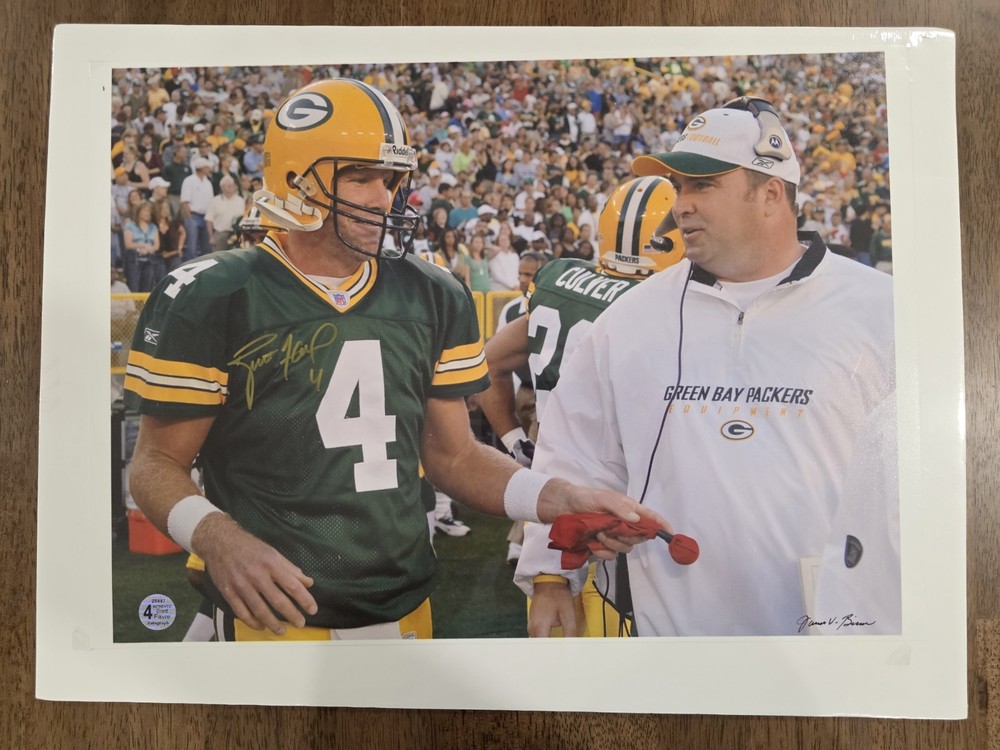 Brett Favre Autographed Signed 13×18 w/ McCarthy Favre COA Green Bay Packers