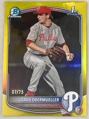 2025 Bowman Draft-Cade Obermueller 1st Bowman True Yellow /75 BDC-80 Phillies