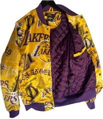 ProStandard Los Angeles Lakers Satin Jacket Mens Small Purple Square Lining NBA