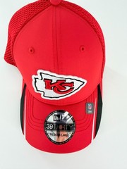Kansas City Chiefs New Era Hat Cap Linear 39Thirty SZ M/L Stretch Fit Red NWT