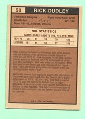 (1) RICK DUDLEY 1975-76 O-PEE-CHEE WHA # 58 STINGERS EX/EX+ CARD (N4880)