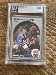 1990-91 1990 NBA Hoops Wayman Tisdale (d. 2009) signed autographed auto card