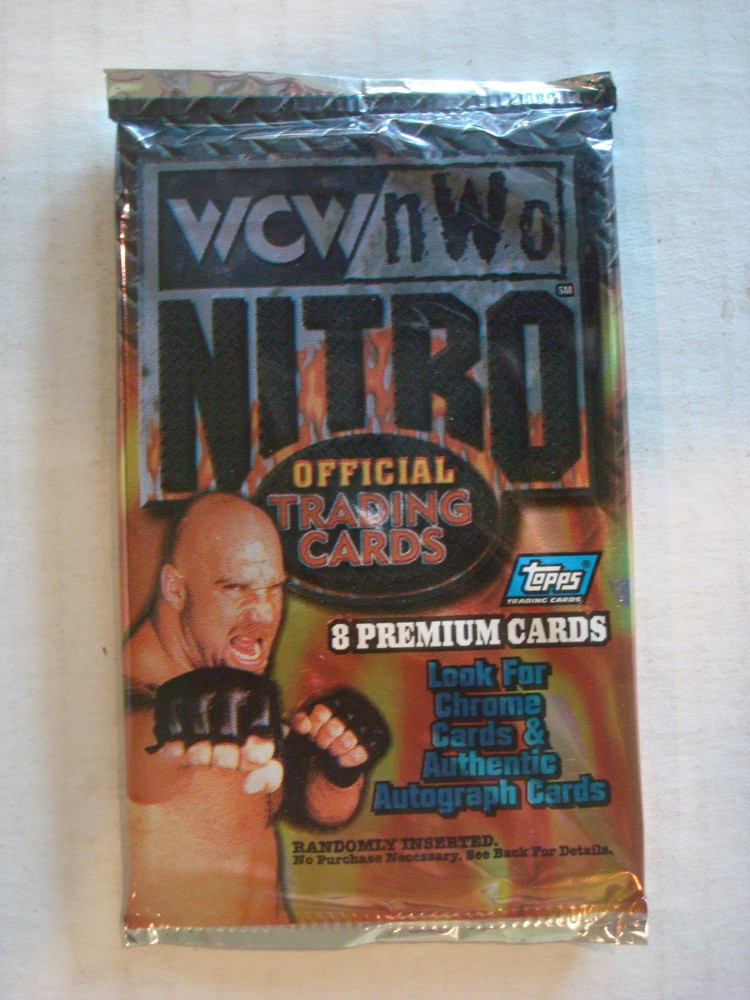 ONE Sealed pack 1999 Topps Trading WCW/NWO Nitro Wrestling 8 PREMIUM CARDS