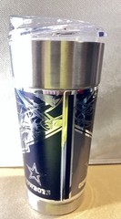 Dallas Cowboys Insulated Travel Tumbler w/ Clear Lid Blue/Silver NFL Football