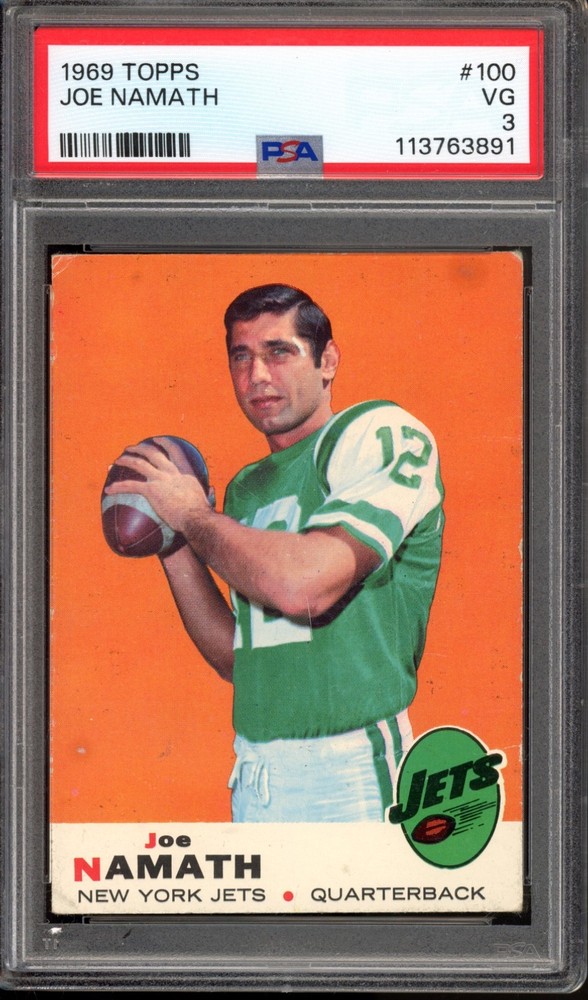 1969 Topps #100 Joe Namath PSA 3 Vintage HOF Football Card (3891)