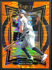 Austin Wells 2025 Panini Select #45 Orange Pulsar Prizm /49 Yankees