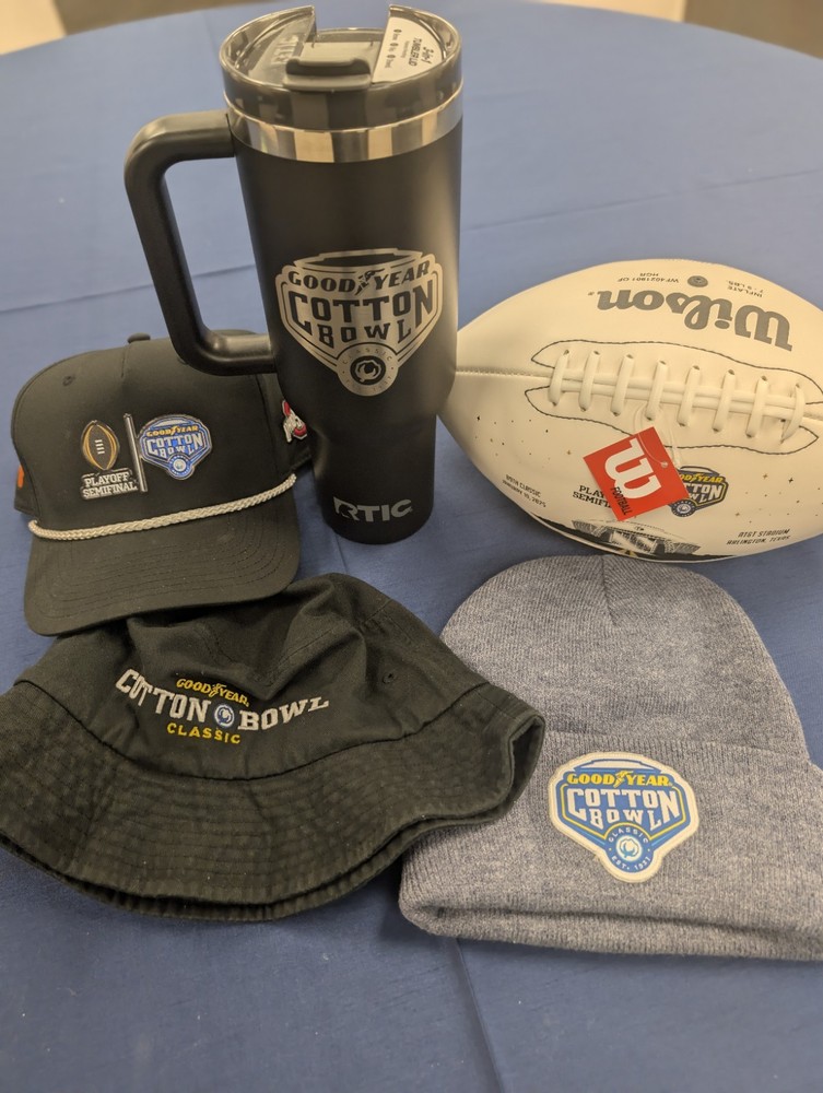 RTIC/Wilson Goodyear Cotton Bowl Semifinals Lot: Tumbler, Football, Hats