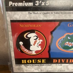 House Divided Flag Florida State + Gators 3x5ft Vintage New