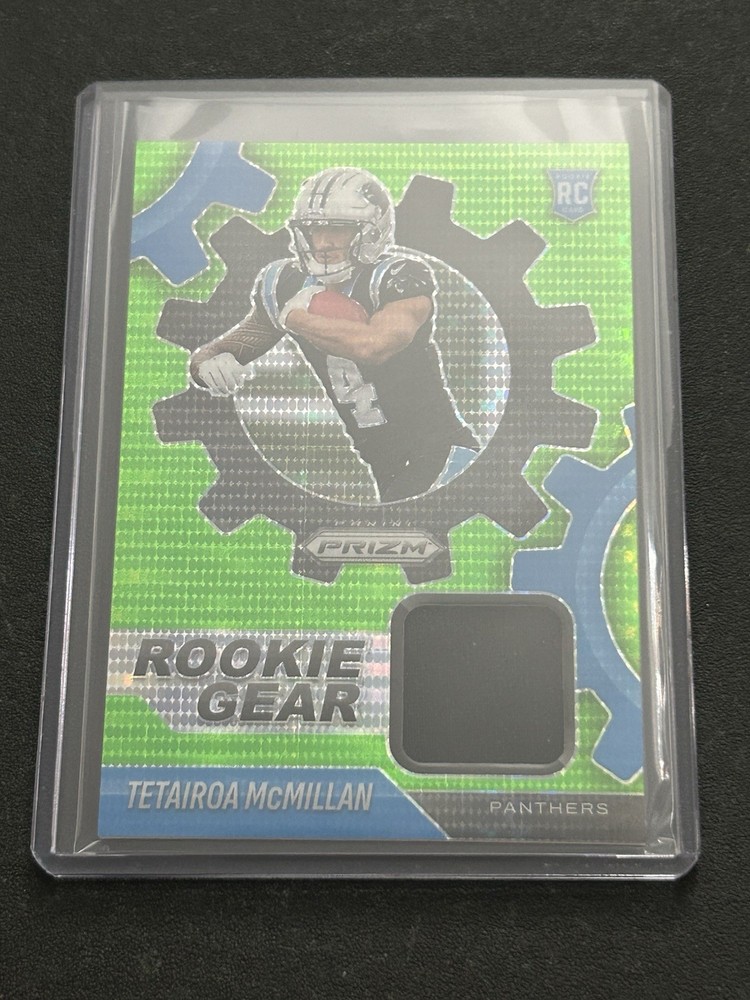 2025 Panini Prizm -Rookie Gear Tetairoa McMillan RGR-TMC Neon Green Pulsar Prizm