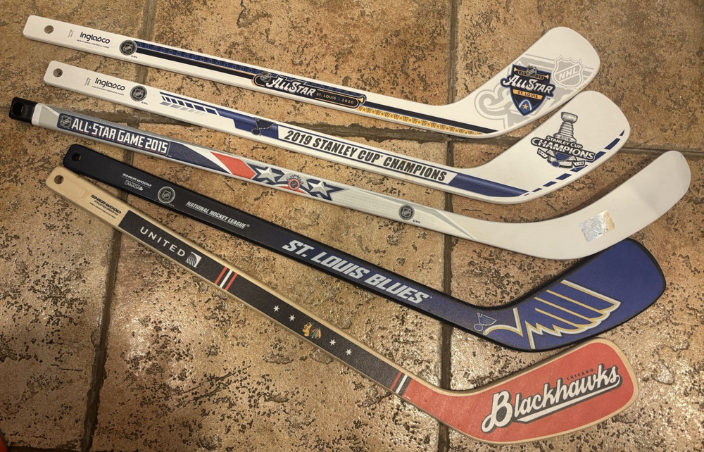 NHL Mini Stick Lot 2019 Stanley Cup Champions Blues All-Star Blackhawks 5 Sticks
