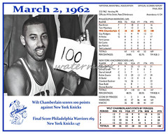 NBA 1962 Philadelphia Warriors Wilt Chamberlain 100 Point Game 6 X 8 Photo Pic