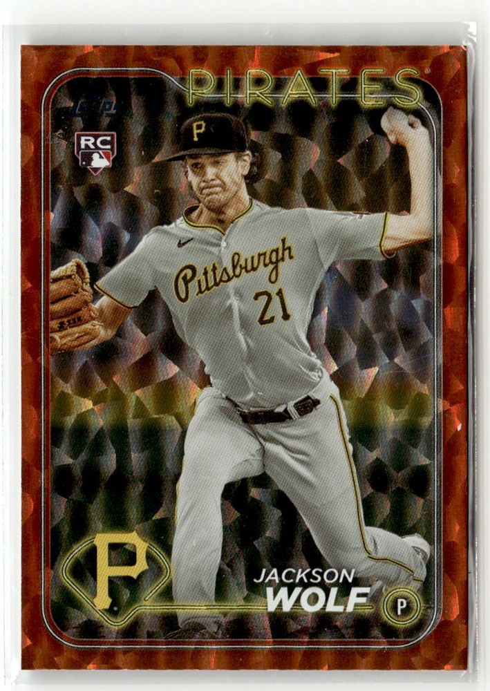 2024 Topps #523 Jackson Wolf Orange Crackle Foil RC #/299