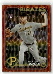 2024 Topps #523 Jackson Wolf Orange Crackle Foil RC #/299