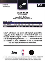2025-26 Topps Chrome Update – Ace Bailey #155 Refractor Jazz RC