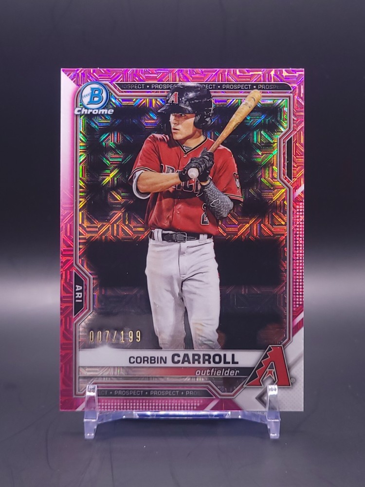 CORBIN CARROLL 2021 Bowman Chrome Prospects Pink Mojo Refractor /199 – BCP-142
