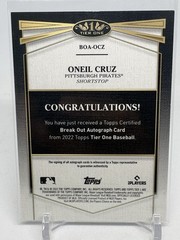 2022 Topps Tier One Oneil Cruz RC Break Out Auto /299 (G62)