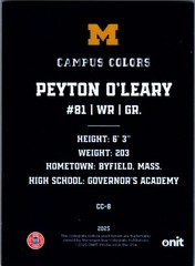 2025 ONIT Athlete Michigan Wolverines #CC-8 Peyton O&rsquo;Leary Campus Colors