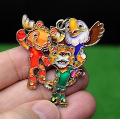 2026 World Cup Mascot Trio Silver Tone Alloy Metal Keychain Keyring