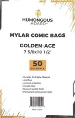 50 Humongous Hoard For Golden Age Mylar Comic Book Bags Clear 2mil Acid Free NEW