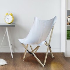 AmeriHome BFCBCW Canvas and Bamboo Butterfly Chair – White