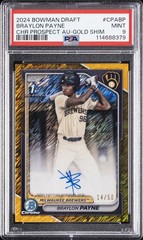 2024 BOWMAN DRAFT CHROME PROSPECT AUTOS GOLD SHIMMER BRAYLON PAYNE 14/50 PSA 9