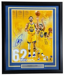 Stephen Curry Signed Framed 16×20 Golden State Warriors 62 Point Game Photo BAS