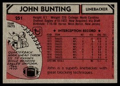 1980 Topps Football Card John Bunting Philadelphia Eagles #251 NM