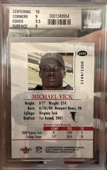 MICHAEL VICK 2001 FLEER AUTHORITY ROOKIE CARD #101 FALCONS 🔥SP /1350🔥 BGS 9