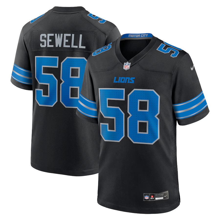 NWT Men&rsquo;s Penei Sewell Black 2nd Alternate Game Jersey – All Stitched