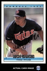 1992 Donruss #516 RICH GARCES Minnesota Twins AUTO EX-NM