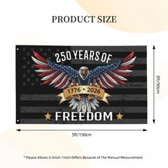 250 Years America Flag – 3×5 FT (60 inches x 36 inches), 250 Black