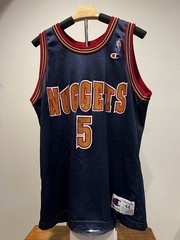 Vintage Denver Nuggets Jalen Rose Basketball Jersey Champion Size 44 Rare 90s