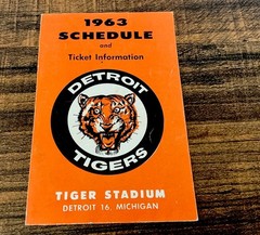 1963 Detroit Tigers Pocket Schedule Including Doubleheaders and Night Games