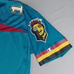 Vintage Champion XFL Memphis Maniax Jersey Mens 44 Large Teal Y2K