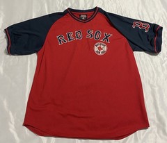 Boston Red Sox Embroidered Jersey Stitches Athletic Gear Mens Sz L Red and Navy