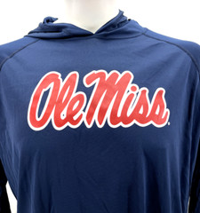 Ole Miss Rebels UM Mississippi Columbia Omni-Shade Navy LS Hooded Shirt Men&rsquo;s L