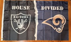 Las Vegas Raiders Los Angeles Rams House Divided Rivalry Flag 3×5 Banner Oakland
