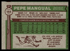 1976 Topps Card Baseball Pepe Mangual Montreal Expos #164 EX-MT Miscut Back