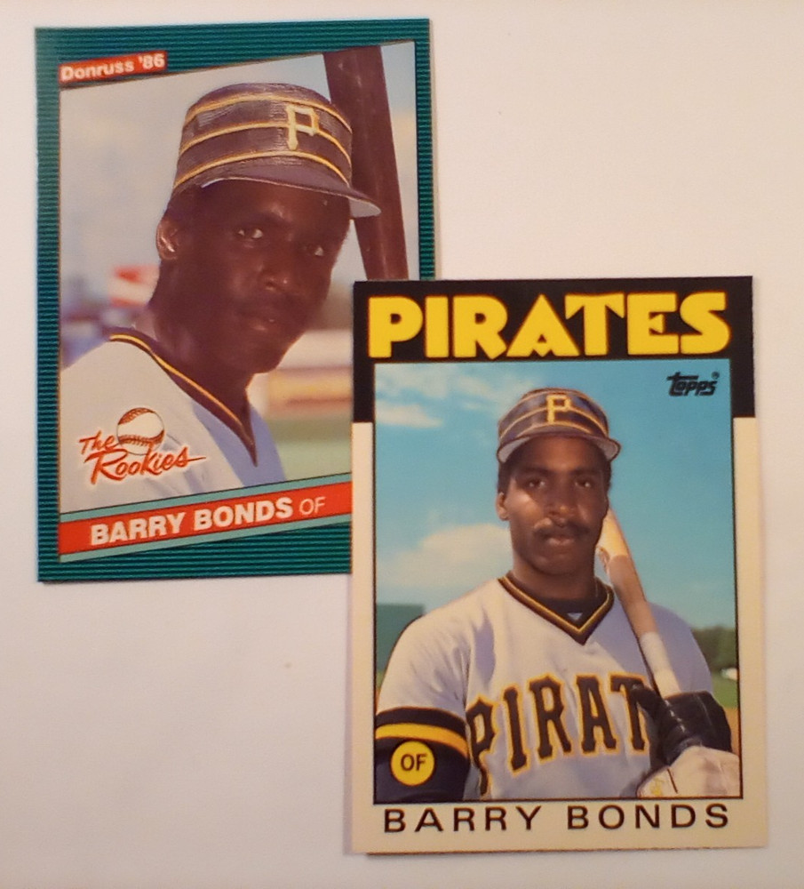 BARRY BONDS 2 CARD LOT W/ 1986 TOPPS TRADED 11T, THE ROOKIES #11 PIRATES