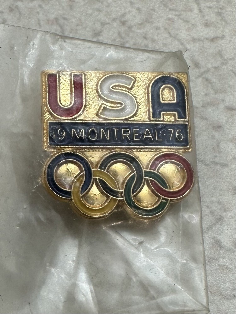 USA Olympic Rings Lapel Pin – Montreal 1976 – Red/White/Blue – NEW SEALED