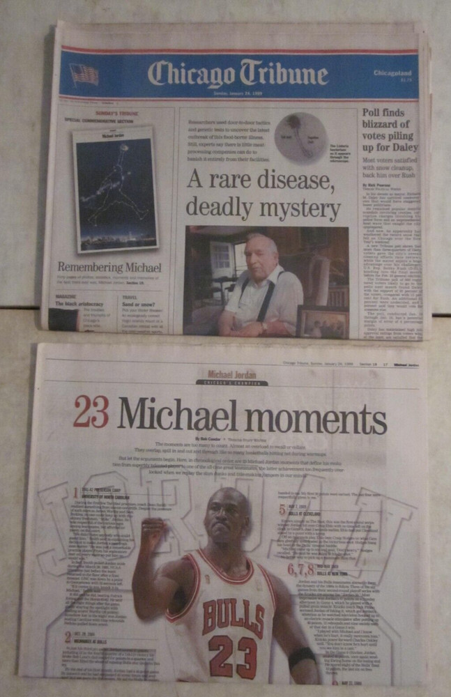1999 Chicago Tribune Michael Jordan Retires – Full Paper & 40 Page Section