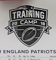 PATRIOTS TRAINING CAMP ROSTER SHEET 14/18/19 – LAST BRADY/GRONK PRESEASON CAMPS