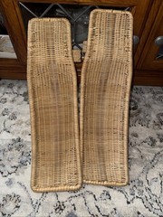 Pair of Jai Alai Cesta Coated Wicker Woven Basket Scoop Vintage Decor