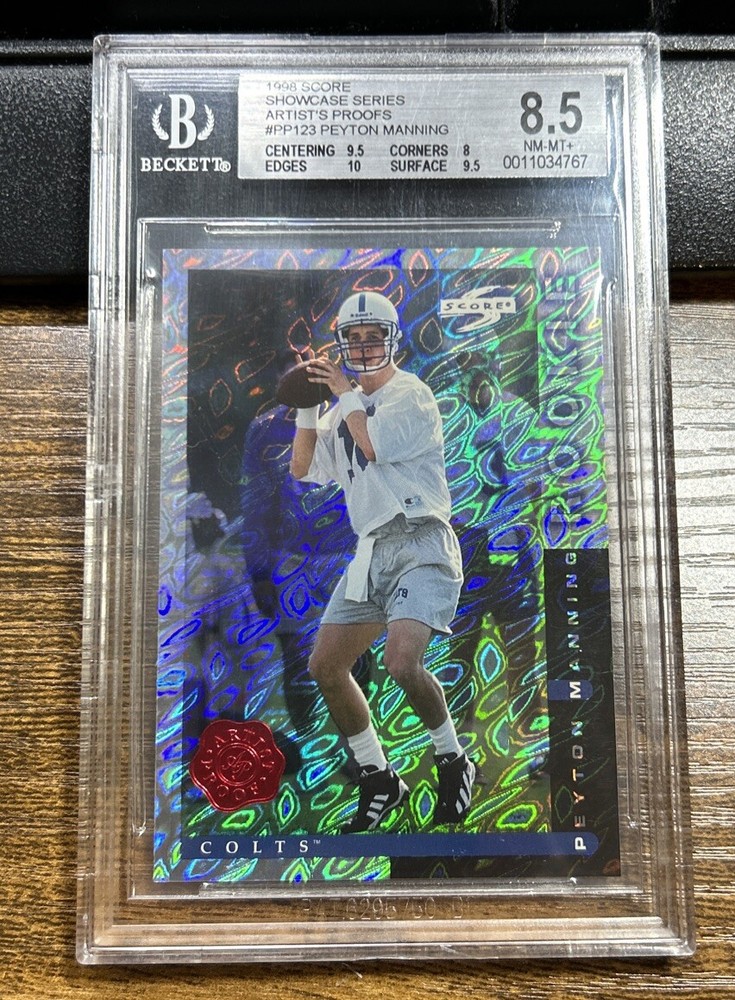 Peyton Manning 1998 Score Showcase Series Artist Proof Rookie PP123 HOF BGS 8.5
